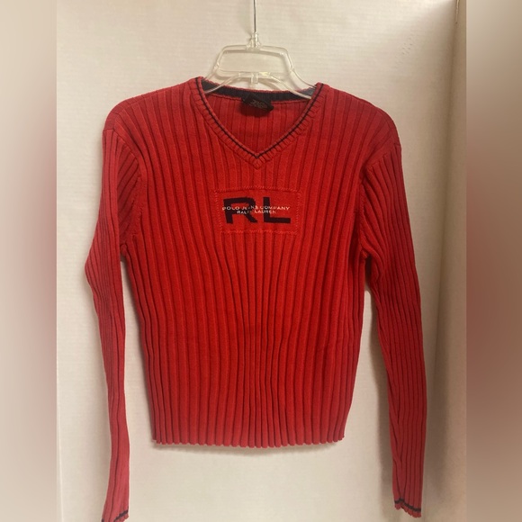 Polo Ralph Lauren Sweaters - VTG Polo Ralph Lauren Red Ribbed Sweater Size L